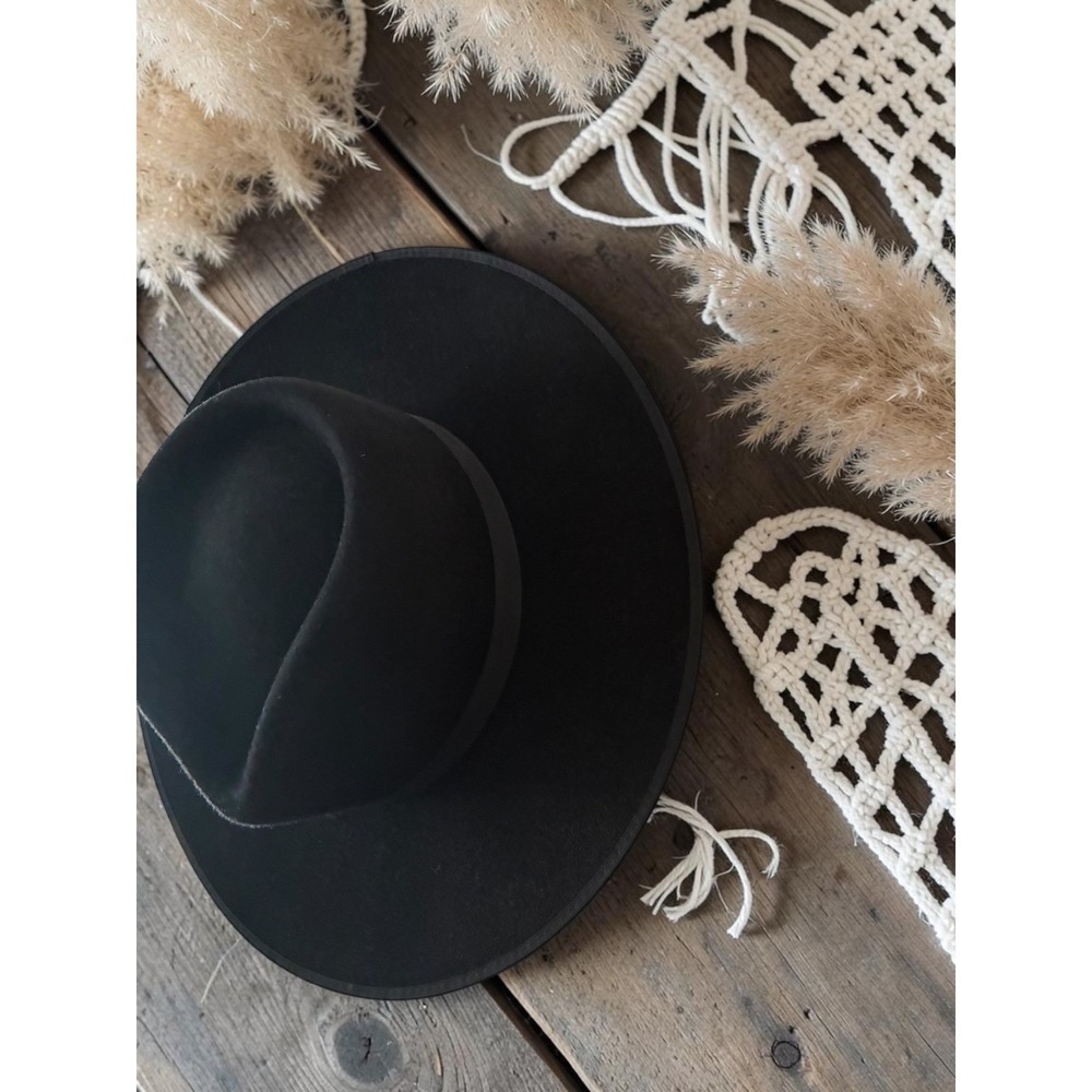 NEW Lack of Color Noir Rancher Hat Black Wool Fedora Western Size Medium Boho - Picture 4 of 16